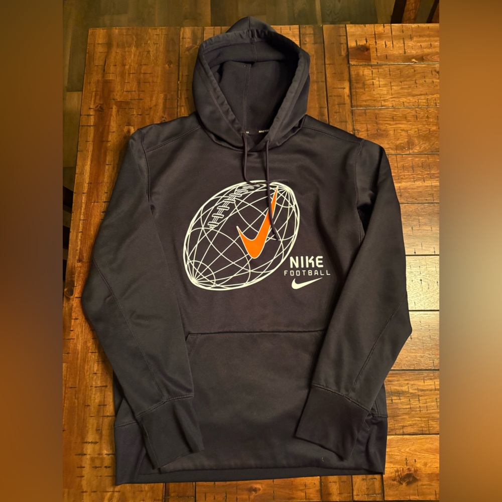 Nike Dri-fit Black Hoodie with Orange Accents